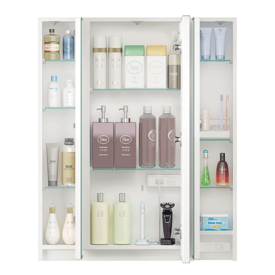 洗面化妝櫃｜依照需求可選擇不同種類照明、收納功能的高機能鏡子｜溢淂國際
